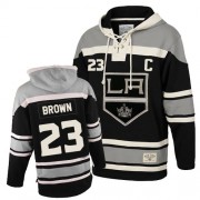 Old Time Hockey Los Angeles Kings NO.23 Dustin Brown Men's Jersey (Black Authentic Sawyer Hooded Sweatshirt)