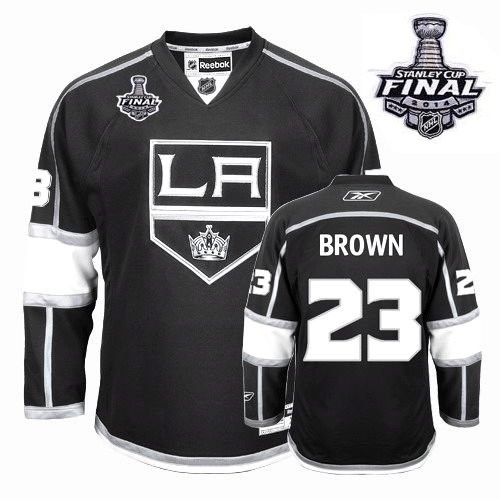 Reebok Los Angeles Kings NO.23 Dustin Brown Men's Jersey (Black Premier Home 2014 Stanley Cup)