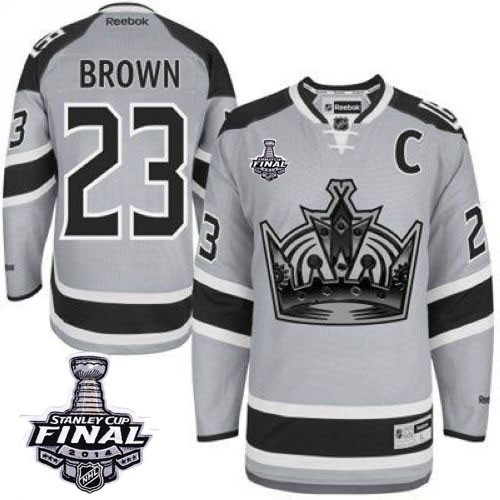 Reebok Los Angeles Kings NO.23 Dustin Brown Men's Jersey (Grey Premier 2014 Stanley Cup 2014 Stadium Series)
