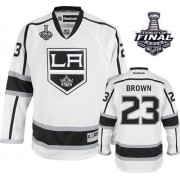 Reebok Los Angeles Kings NO.23 Dustin Brown Men's Jersey (White Authentic Away 2014 Stanley Cup)
