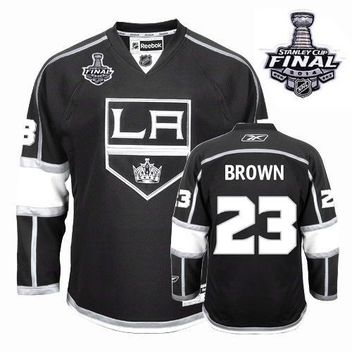 Reebok Los Angeles Kings NO.23 Dustin Brown Youth Jersey (Black Premier Home 2014 Stanley Cup)