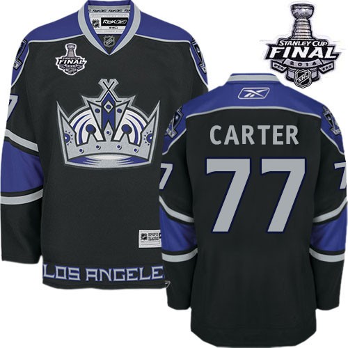 Reebok Los Angeles Kings NO.77 Jeff Carter Men's Jersey (Black Premier Third 2014 Stanley Cup)