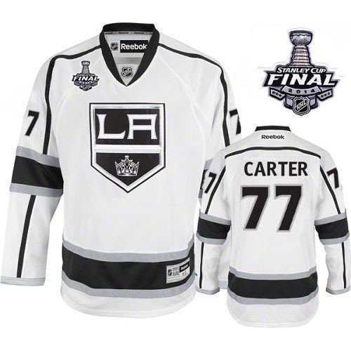 Reebok Los Angeles Kings NO.77 Jeff Carter Men's Jersey (White Authentic Away 2014 Stanley Cup)