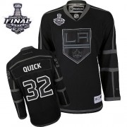 Reebok Los Angeles Kings NO.32 Jonathan Quick Men's Jersey (Black Ice Authentic 2014 Stanley Cup)