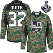 Reebok Los Angeles Kings NO.32 Jonathan Quick Men's Jersey (Camo Premier 2014 Stanley Cup Veterans Day Practice)