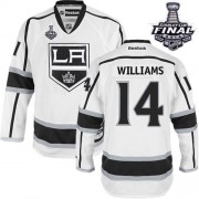 Reebok Los Angeles Kings NO.14 Justin Williams Men's Jersey (White Authentic Away 2014 Stanley Cup)