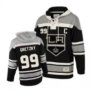 Old Time Hockey Los Angeles Kings NO.99 Wayne Gretzky Men's Jersey (Black Authentic Sawyer Hooded Sweatshirt)