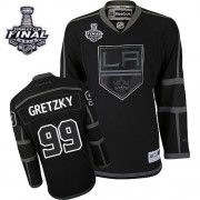 Reebok Los Angeles Kings NO.99 Wayne Gretzky Men's Jersey (Black Ice Authentic 2014 Stanley Cup)