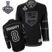 Reebok Los Angeles Kings NO.8 Drew Doughty Men's Jersey (Black Ice Authentic 2014 Stanley Cup)