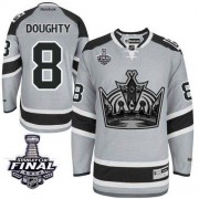 Reebok Los Angeles Kings NO.8 Drew Doughty Men's Jersey (Grey Premier 2014 Stanley Cup 2014 Stadium Series)
