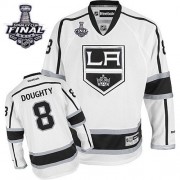 Reebok Los Angeles Kings NO.8 Drew Doughty Men's Jersey (White Authentic Away 2014 Stanley Cup)